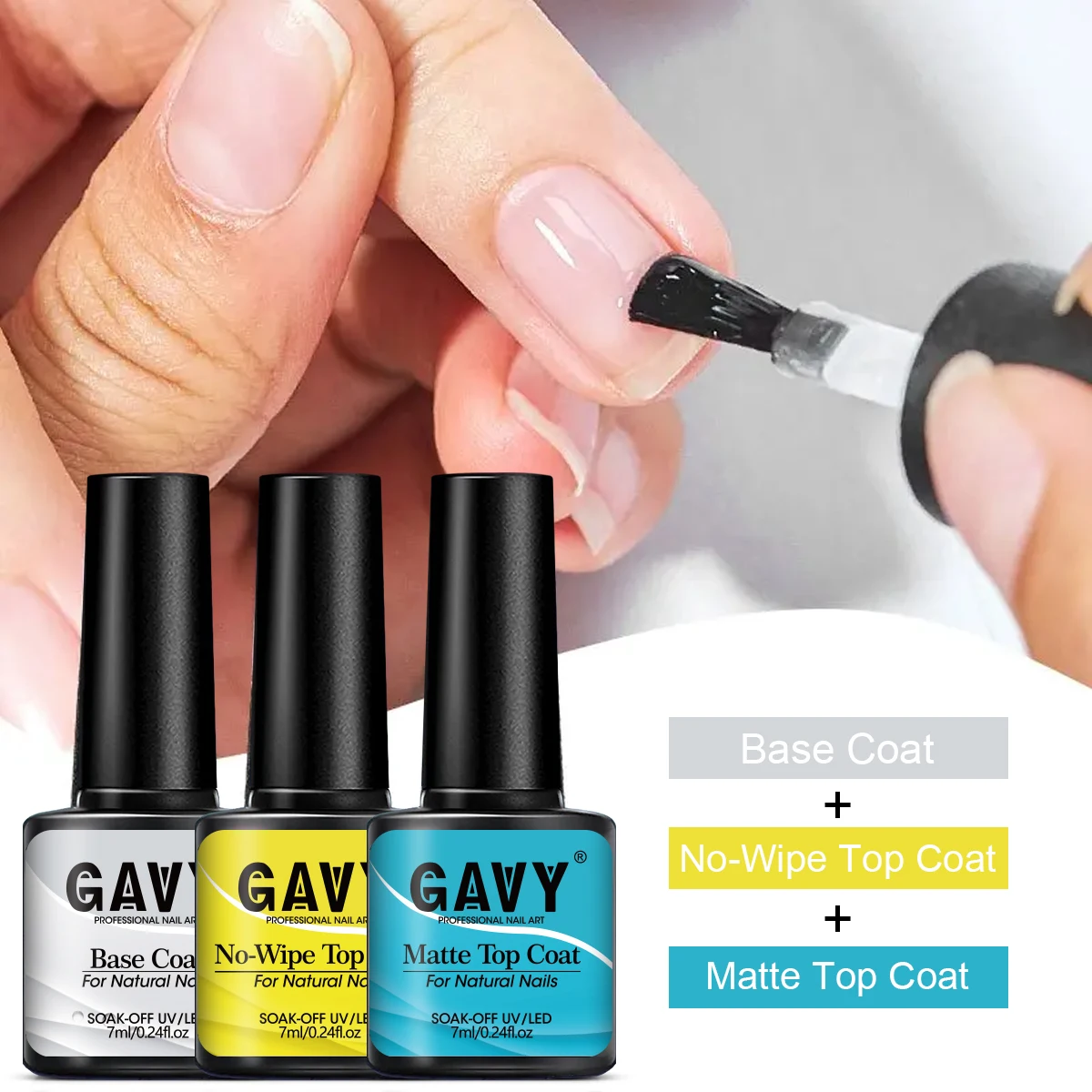 ชุดยาทาเล็บเจลติดทนนาน ท็อปโค้ท 3 ชั้น + เบสโค้ท + เคลือบด้าน ของขวัญที่สมบูรณ์แบบสำหรับสุภาพสตรี