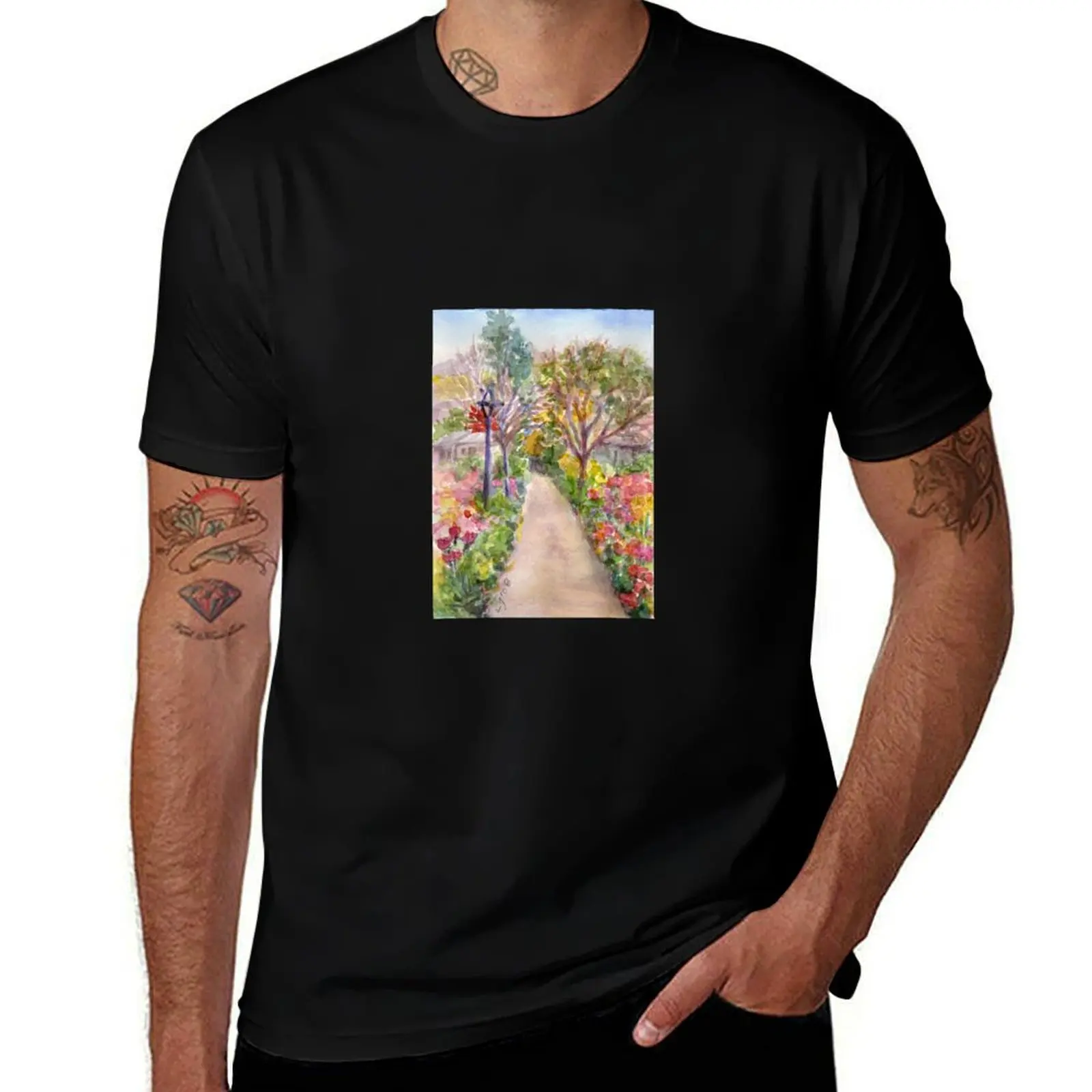 

Bridge of Flowers T-Shirt cotton t shirts man 100% g man t shirts for men