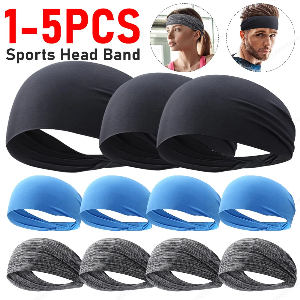 1-5PCS Sports Headbands For Men Woman Gym Yoga Sweat Hair Bands Soft Elastic Hairbands Stretch Outdoor Sport Sweatbands