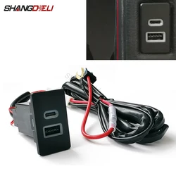 Blue LED Car Quick Charger USB Type C PD Phone Charging Adapter Interface Socket For Toyota Corolla Camry LC80 LC95 Accessories