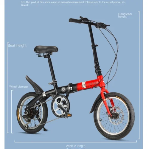 알루미늄 합금 접이식 자전거 가변 속도 디스크 브레이크, 학생 자전거, 성인 통근 접이식 자전거, 로드 바이크, 14-16 인치, 신제품 