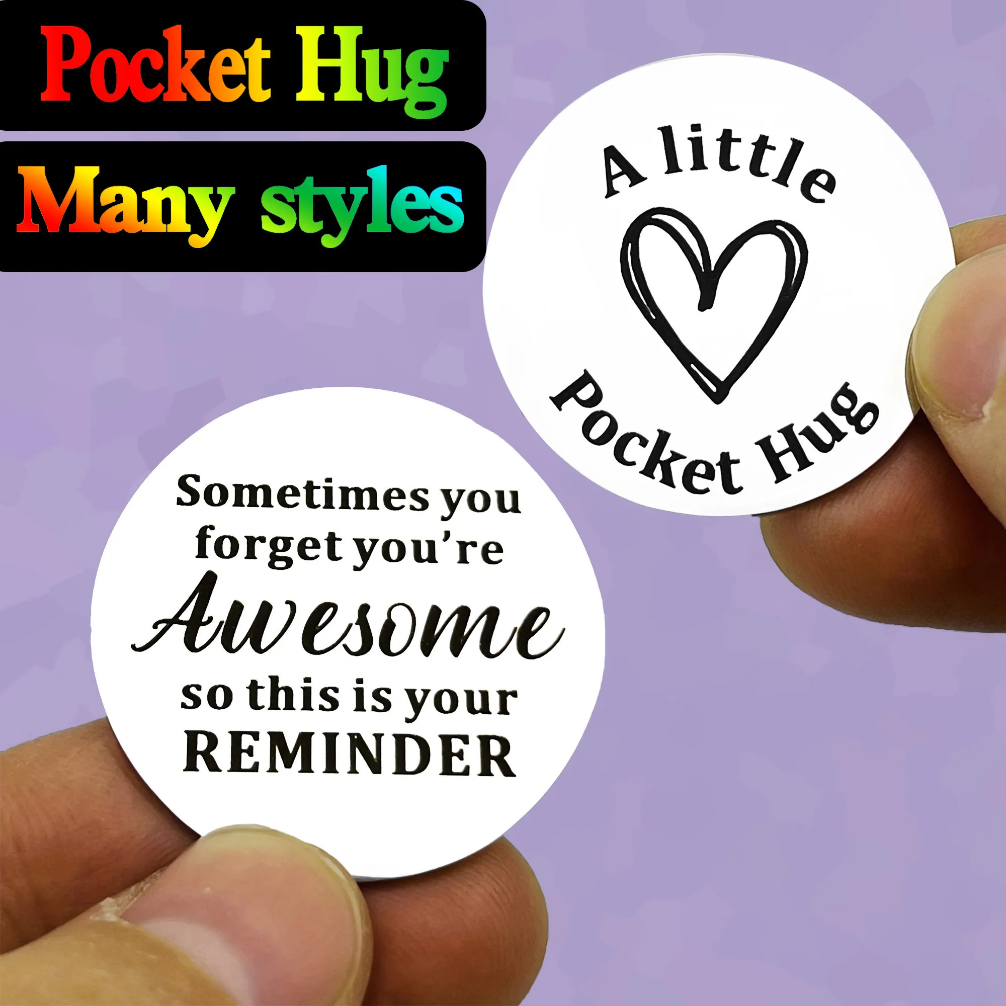 1PC Pocket Hug Token Coin Stainless Steel Keychain Pocket with Double Sided Engraving Encouragement Sometimes You Forge You