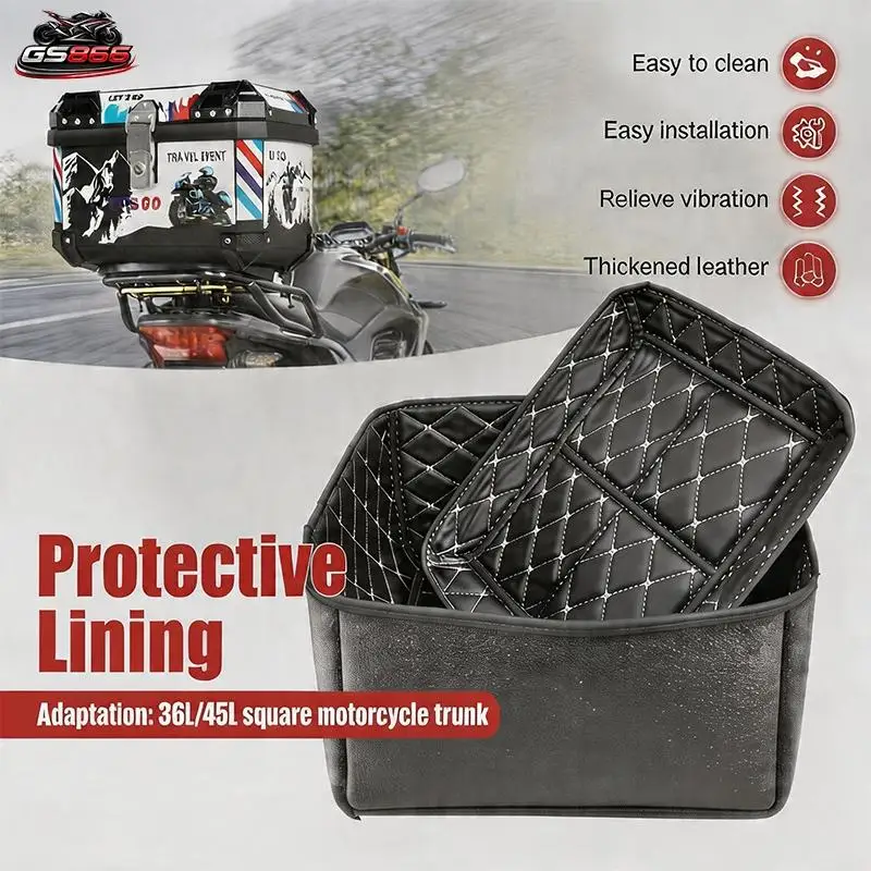 NewWaterproof Quilted PU Leather Motorbike Underseat Storage Liner With Pocket For Helmets Gloves Small Accessories
