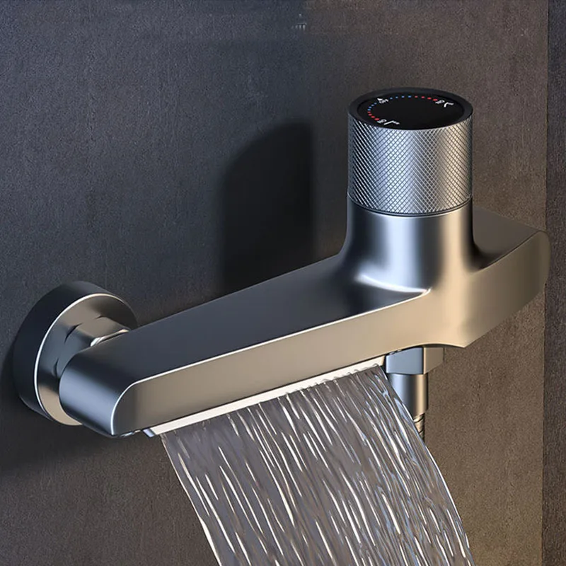Bathroom Brass Basin Faucets Shower Faucet Wall Mounted Hot Cold Water Dual Spout Mixer Tap For Bathroom