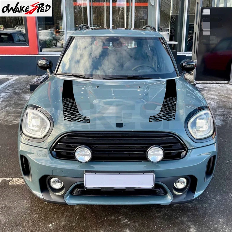 2 Pcs Racing Sport Styling Car Hood Engine Cover Stickers For MINI Countryman 2024 U25 2025 JCW John Cooper Works Trim Stripes