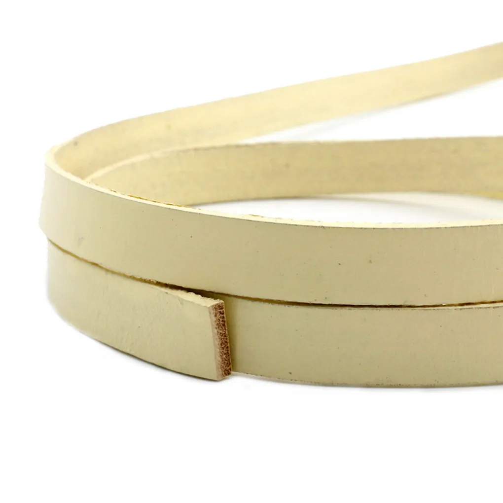 

10mm Flat Leather Strip 10mmx2mm Real Leather Band for Jewelry Making Light Yellow