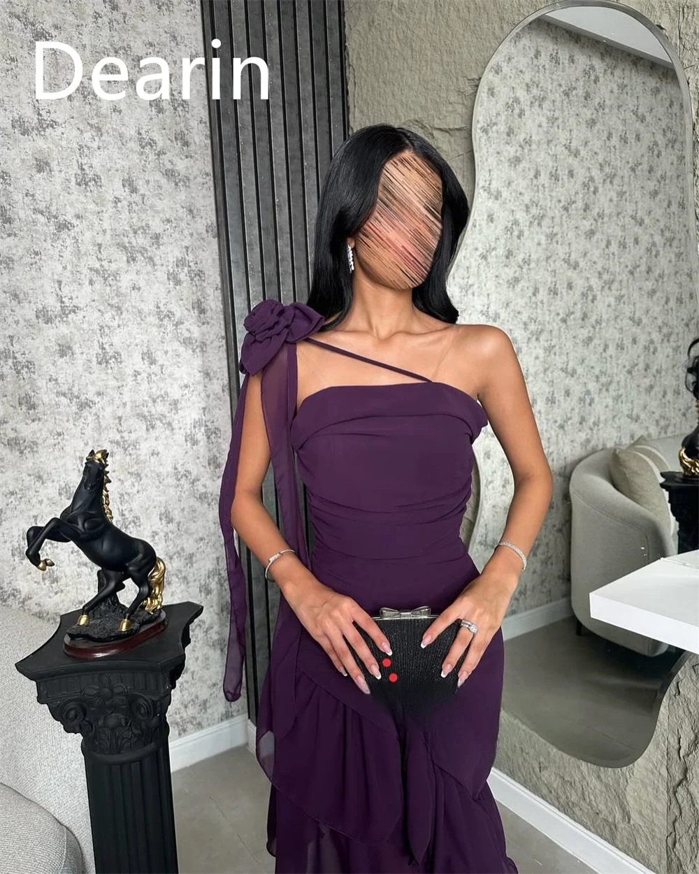 Customized Evening Gown Dearin One-shoulder A-line Ankle Length Skirts Fold Bespoke Occasion Dresses Prom Saudi Arabia Formal Dr