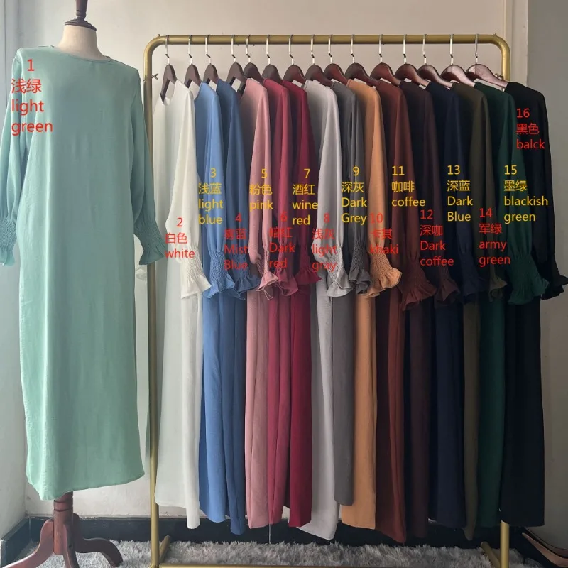 

Eid Jersey Solid Modest Under Abaya Dubai 2025 Palestine Women Islamic Clothing Muslim Kaftan Inner Dresses Robe Femme Musulmane