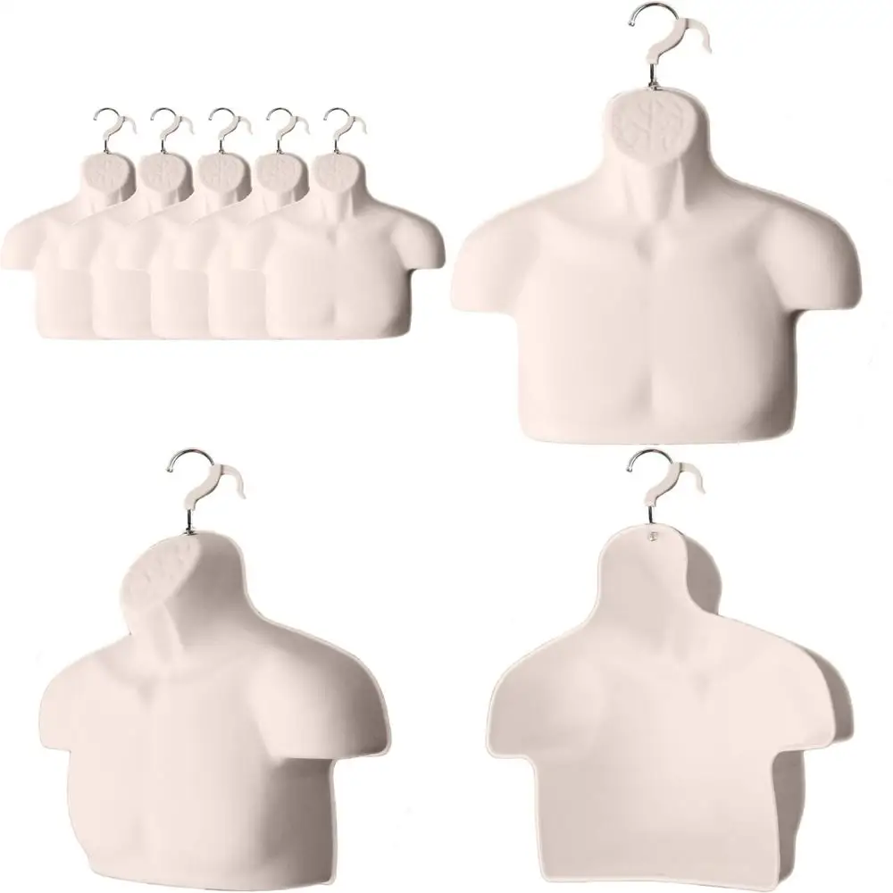 

Male Mannequin Chest Long Hollow Back Plastic Injection Hanging Body Torso Form S-M Size Flesh Tone with Hanging Hook