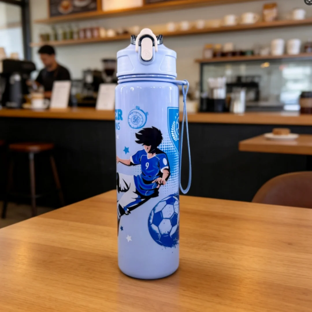 Convenient 750ml Water Bottle Printed Cartoon Portable Straw Cup Leakproof Large Capacity Sports Cup Outdoor Travel Gym Sports