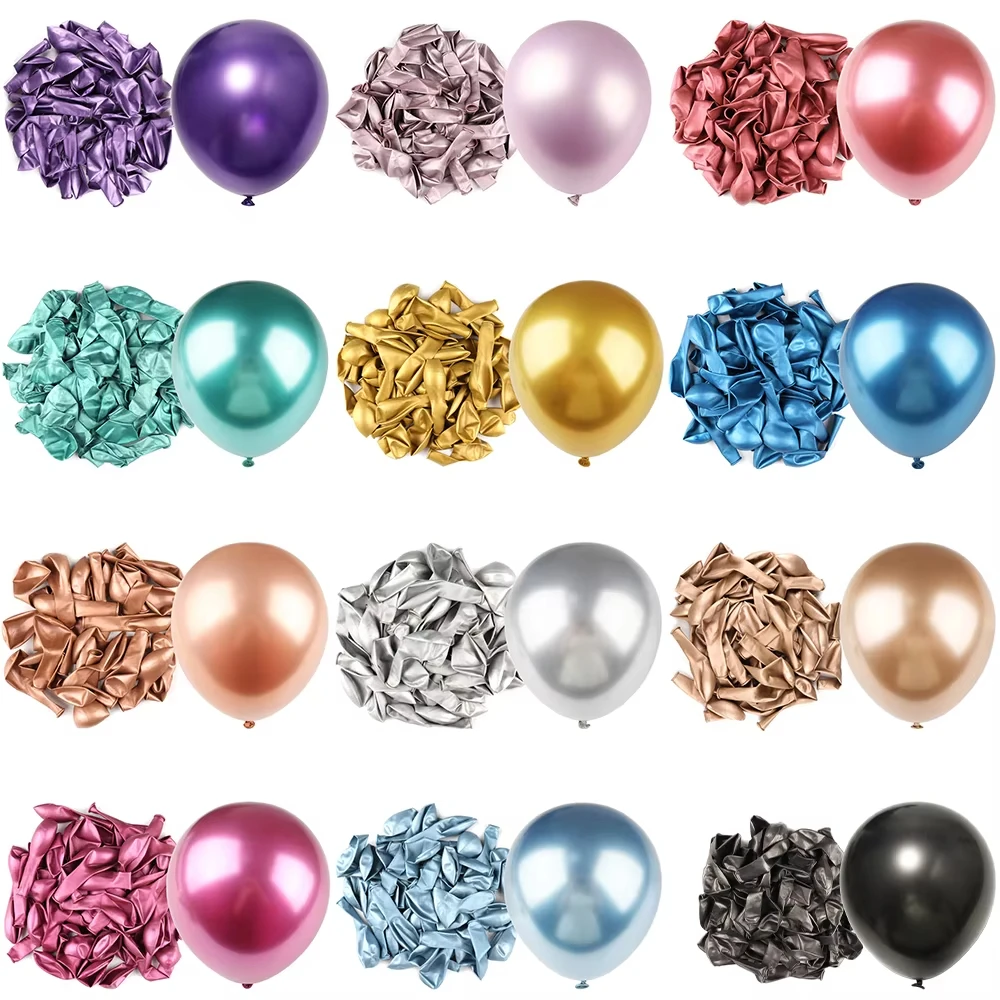 10/20 piezas Globos de látex metálicos cromados Globos de Metal dorados y plateados Globos inflables para fiesta de cumpleaños suministros de decoración de boda