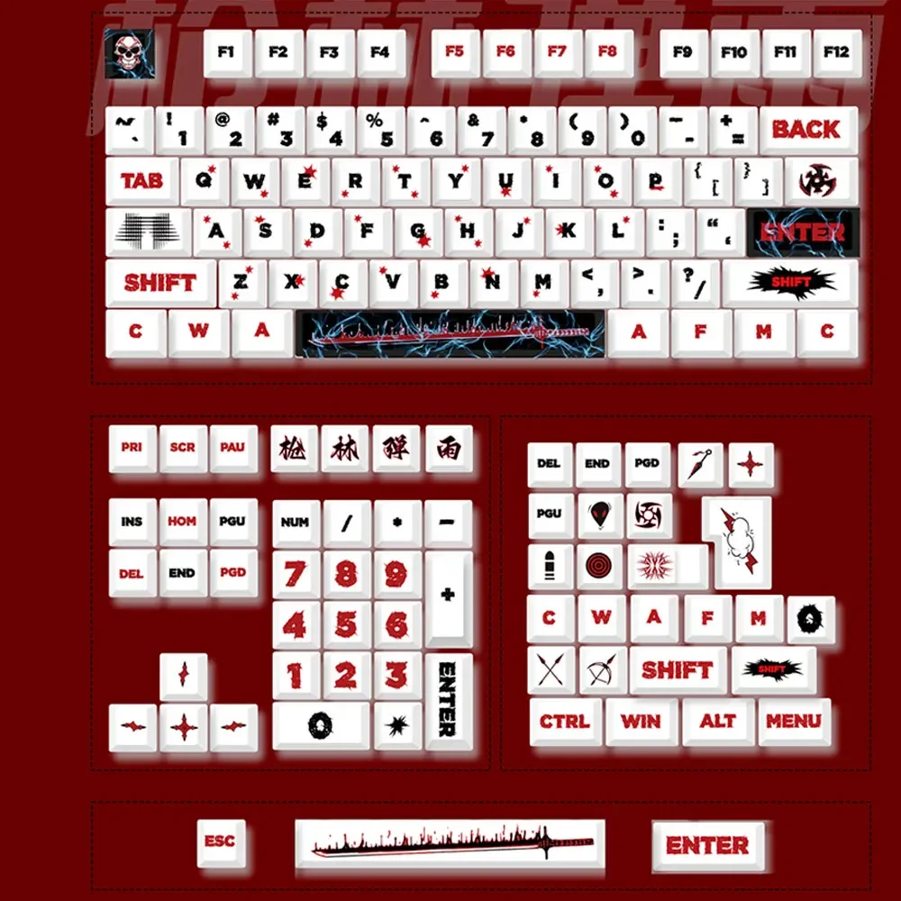 Imagem -06 - Conjunto Completo de Teclas para Teclado Mecânico 137 Teclas Tema a Hail of Bullets Pbt Térmico Sublimação 61 87 98 104 108