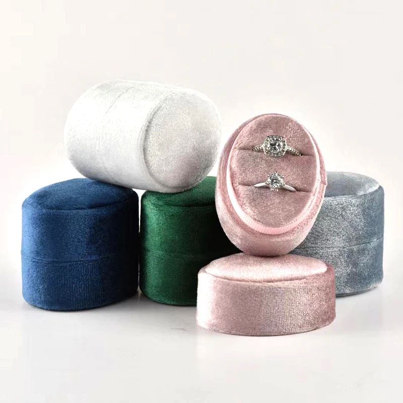 Multi-Colors Oval Ring Box Luxury Jewelry Packaging Display Wedding Rings Holder Earrings Holder