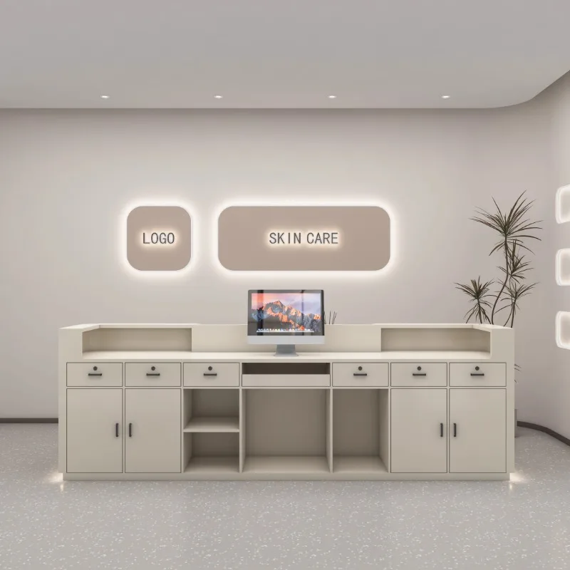 Logo Beauty Reception Desks Counter Aesthetics Office Computer Reception Desks Modern Design Empfangs Tresen Nordic Furniture