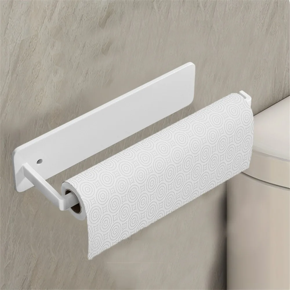 

Self-Adhesive Paper Towel Holder Carbon Steel Sleek Grey/ Black/ White Paper Towel Stand Durable One-Handed Tear