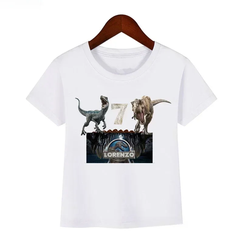 Jurassic Park Birthday 3-9 Years Children T Shirt Dinosaur Summer Tshirt Fashion Boy Clothing Cotton Top Kid Baby Birthday Tee