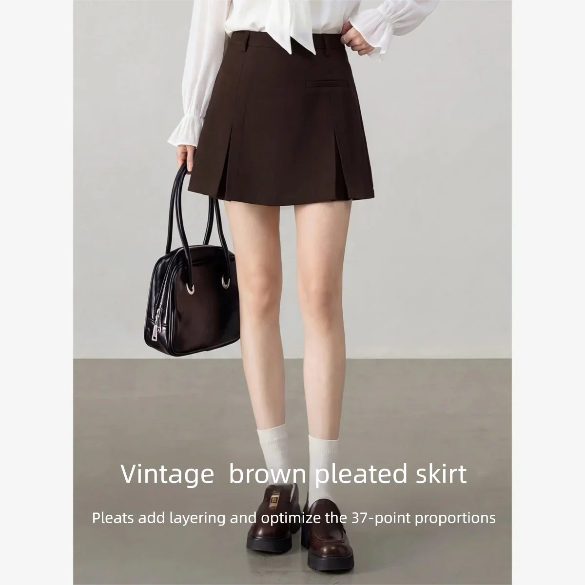 VIMLY Vintage Brown Blazer Shorts Women 2026 Fall Korean Style Short Pants Versatile High Waist A-line Casual Ladies Short 31720