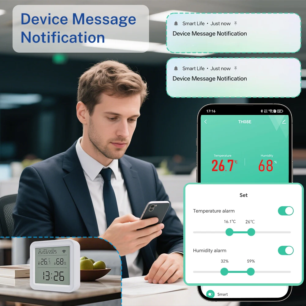 New Tuya WIFI Temperature Humidity Sensor Hygrometer Thermometer Smart Home Backlight Support SmartLife Alexa Google Assistant