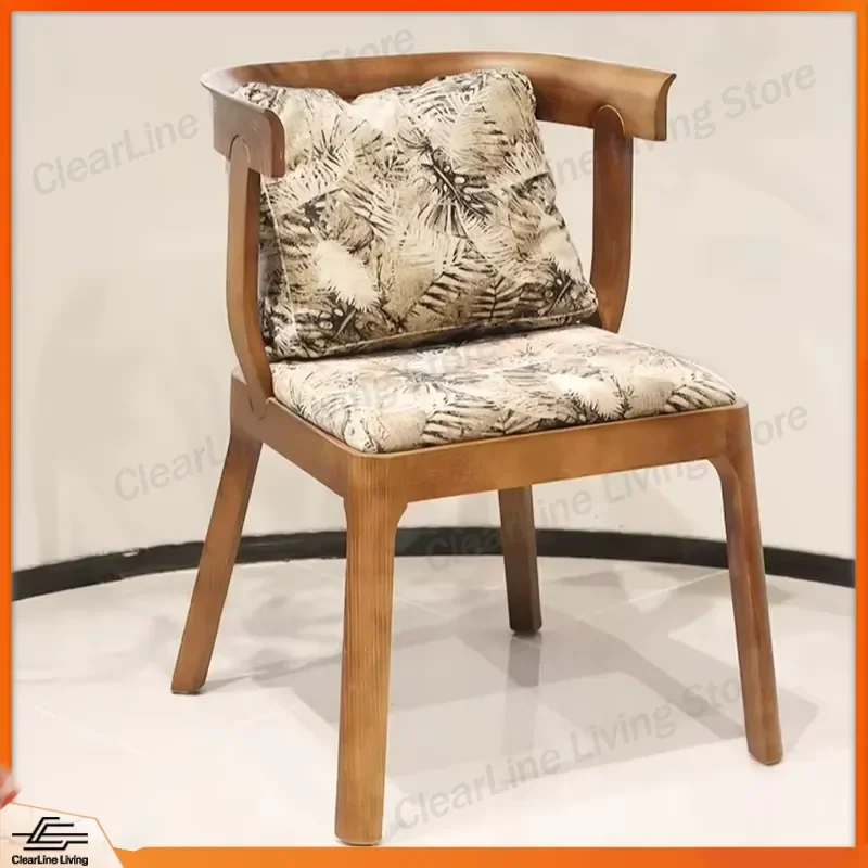 French Retro Dining Chair Designer Printed Fabric Armchair Single Sofa Seat for Hotel Restaurant Cafe Home Living Room