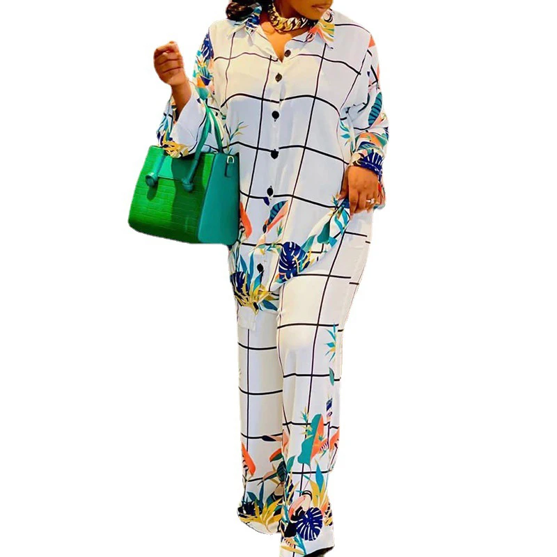 2 Piece Set African Women Clothes Long Shirt Tops And Pant Suits 2022 Fashion New Print Loose Casual African Kanga Clothing Set