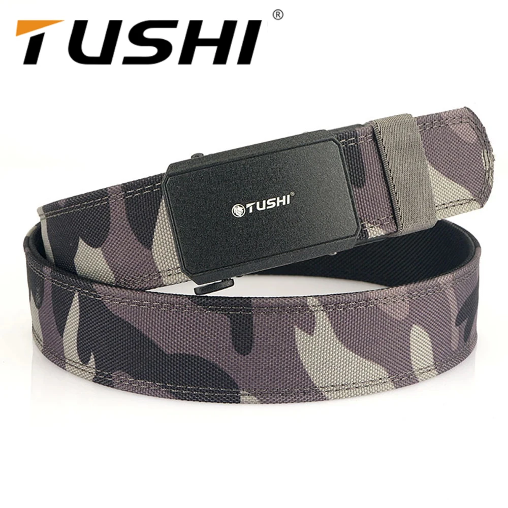 

TUSHI Brand Double layer 3.8cm Wide reinforced automatic buckle shooting training quick hanging pistol nylon waist belt outdoor