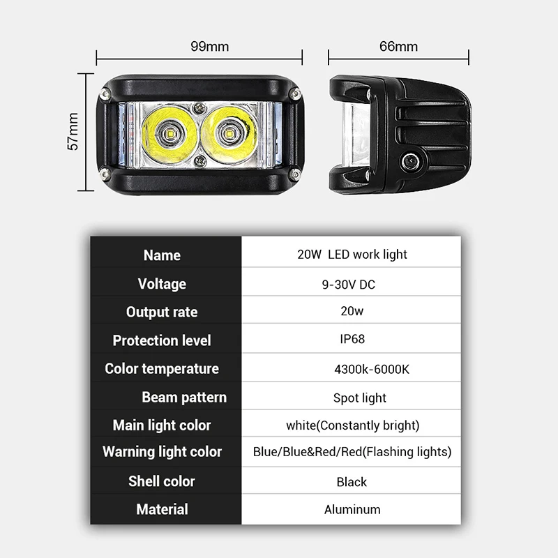 Motorcycle Headlights 4 inch 38W High Brightness Exterior Waterproof Durable LED Headlights Driving Motorbike LED
