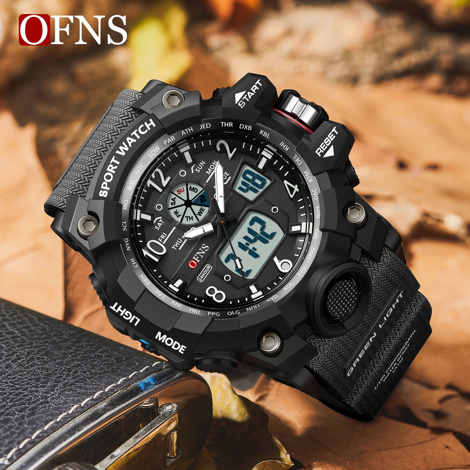 OFNS Fashion Casual Men\'s Sports Watches LED Digital 50M Waterproof Watch Multi Functional Luxury Men\'s Watches Reloio Masculino