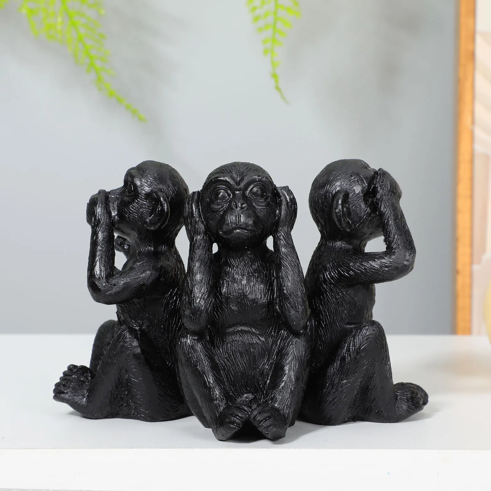 

3Pcs Resin Monkey Ornament Comfortable Touch Safe Use Perfect Gift Decorative Resin Animal Statue Lovely Monkey Figurine