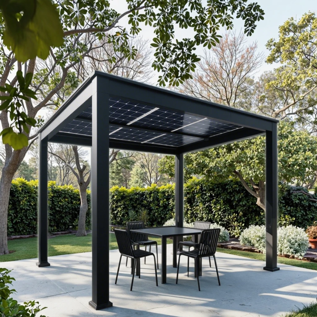 Modern Design Solar-Powered Aluminum Pergola For Contemporary Patio Settings