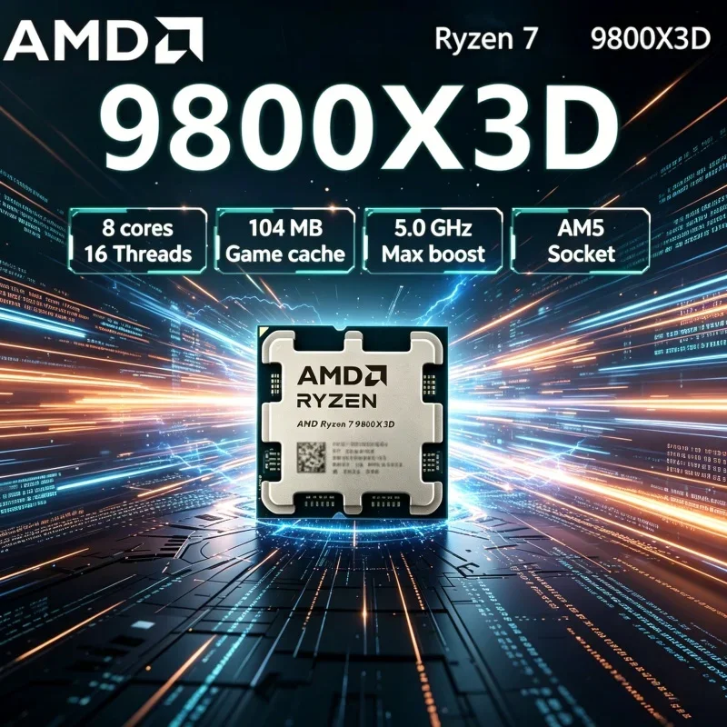 AMD Ryzen 7 9800X3D 8 Core 16 Thread 4.7G To 5.2G 96MB L3 AM5 4nm DDR5 120W No Fan Gaming Flagship