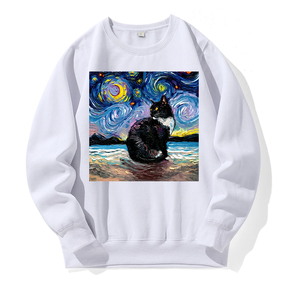 

Cat Starry Sky Universe Printing Male Hoodies Loose Oversizedhooded Fashion Sports Sweatshirts Warm Fleece Comfortable Hoodie