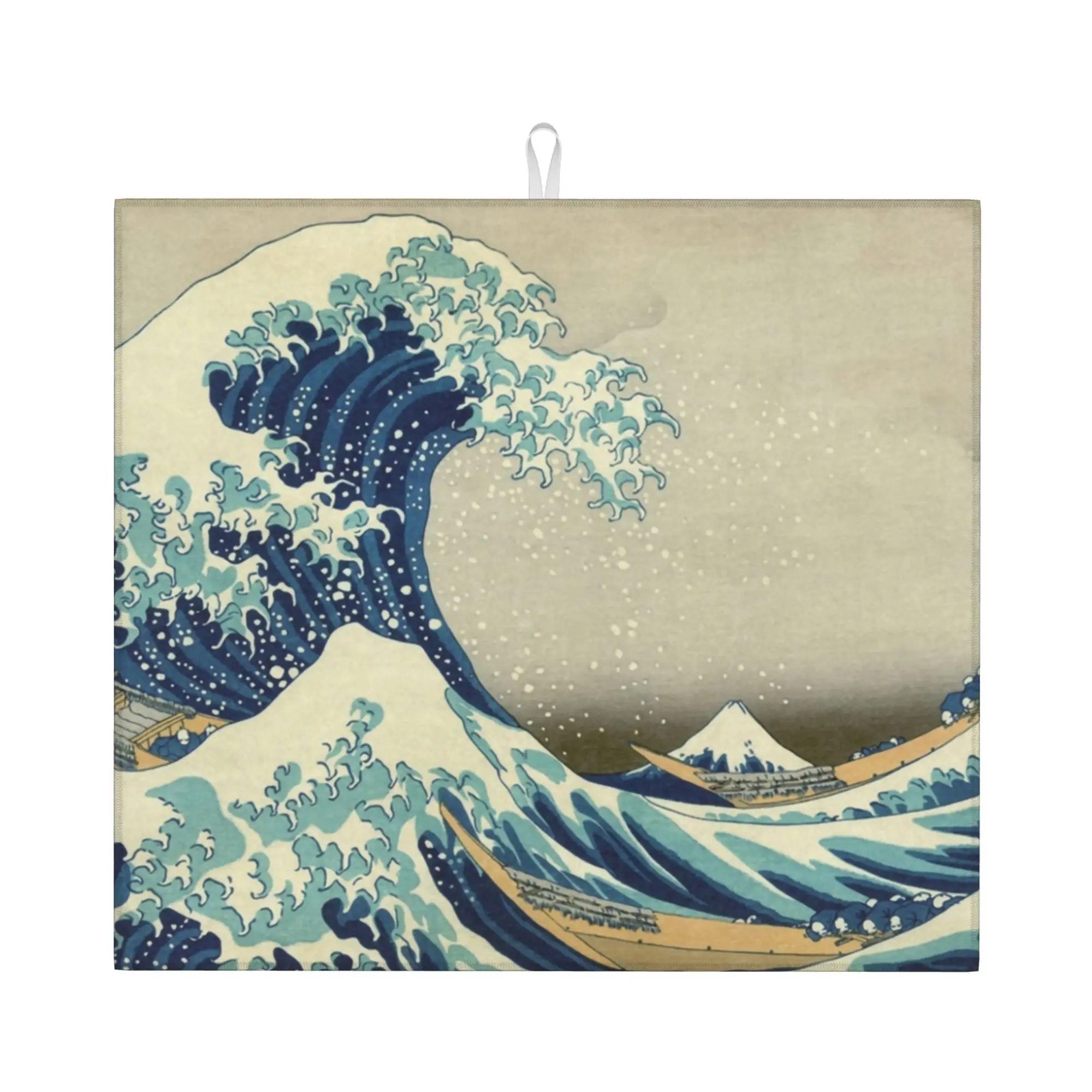 Drying Mat For Kitchen The Great Wave off Kanagawa Barware Tableware Oil Proof Reusable  Washable Kitchen Sink Drying Pad