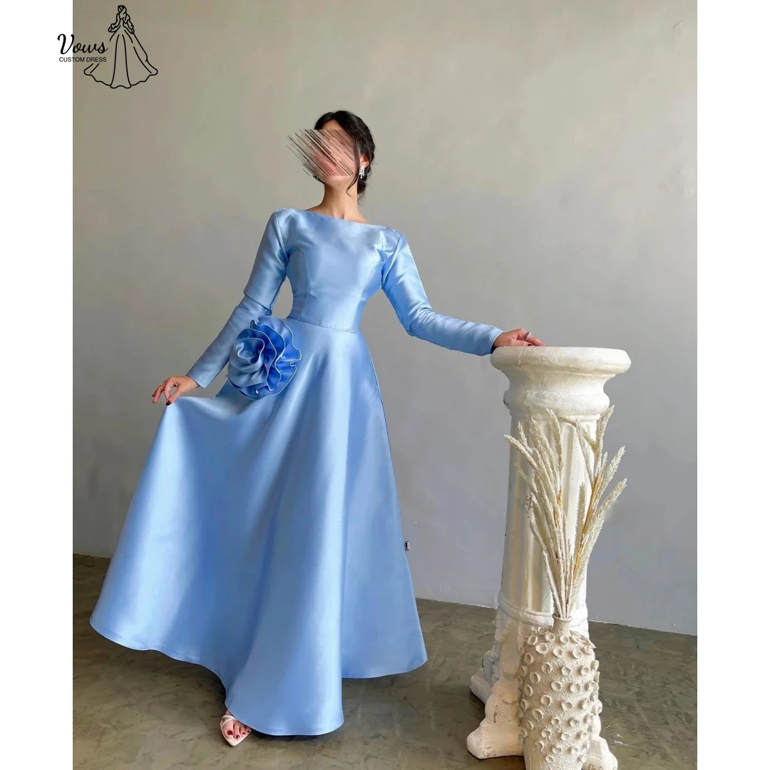 

Vows Luxurious Women's Evening Dresses Woman Elegant Party Dresses 2025 Line A Custom Made Crew Neck 3D Flowers Ball Gowns Dress