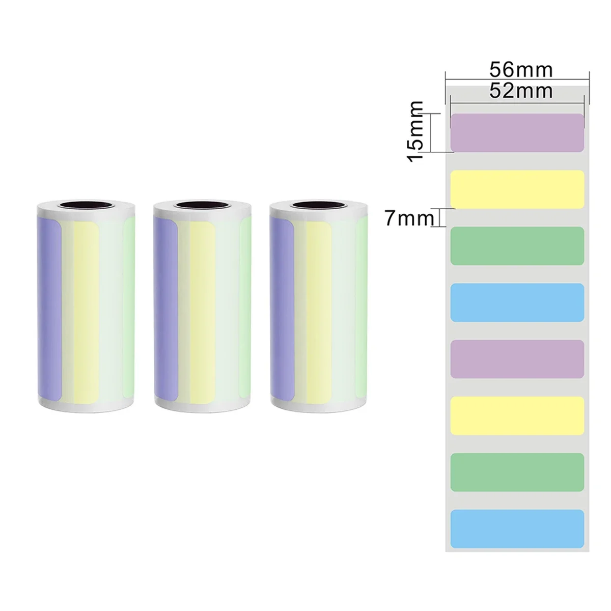 Color Label 15/30mm Thermal Label Sticky Paper For Pocket Printer 57mm Width Photo Printer For Scrapbook, Labels,To Do List,Memo