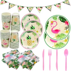 Flamingo Party Hawaiian Children Party DecorPlates Napkins Tableware for Summer Birthday Party  Gift Baby Christening Decoration