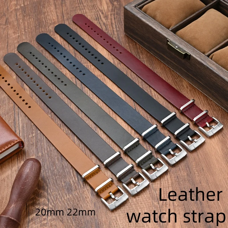 20mm 22mm High end retro leather watch strap Top layer oil wax leather watchband Universal bracelet for Panerai SEIKO