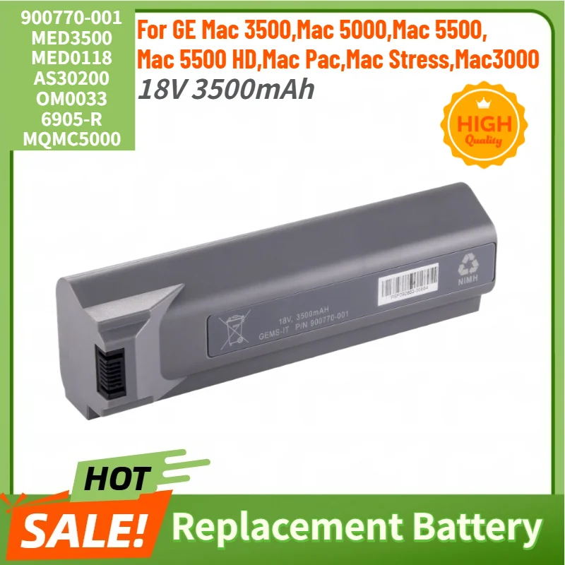High Quality 900770-001 MED3500 MED0118 AS30200 Battery 18V 3500mAh for GE Mac 3000 3500 5000 5500,Mac Pac,Mac Stress