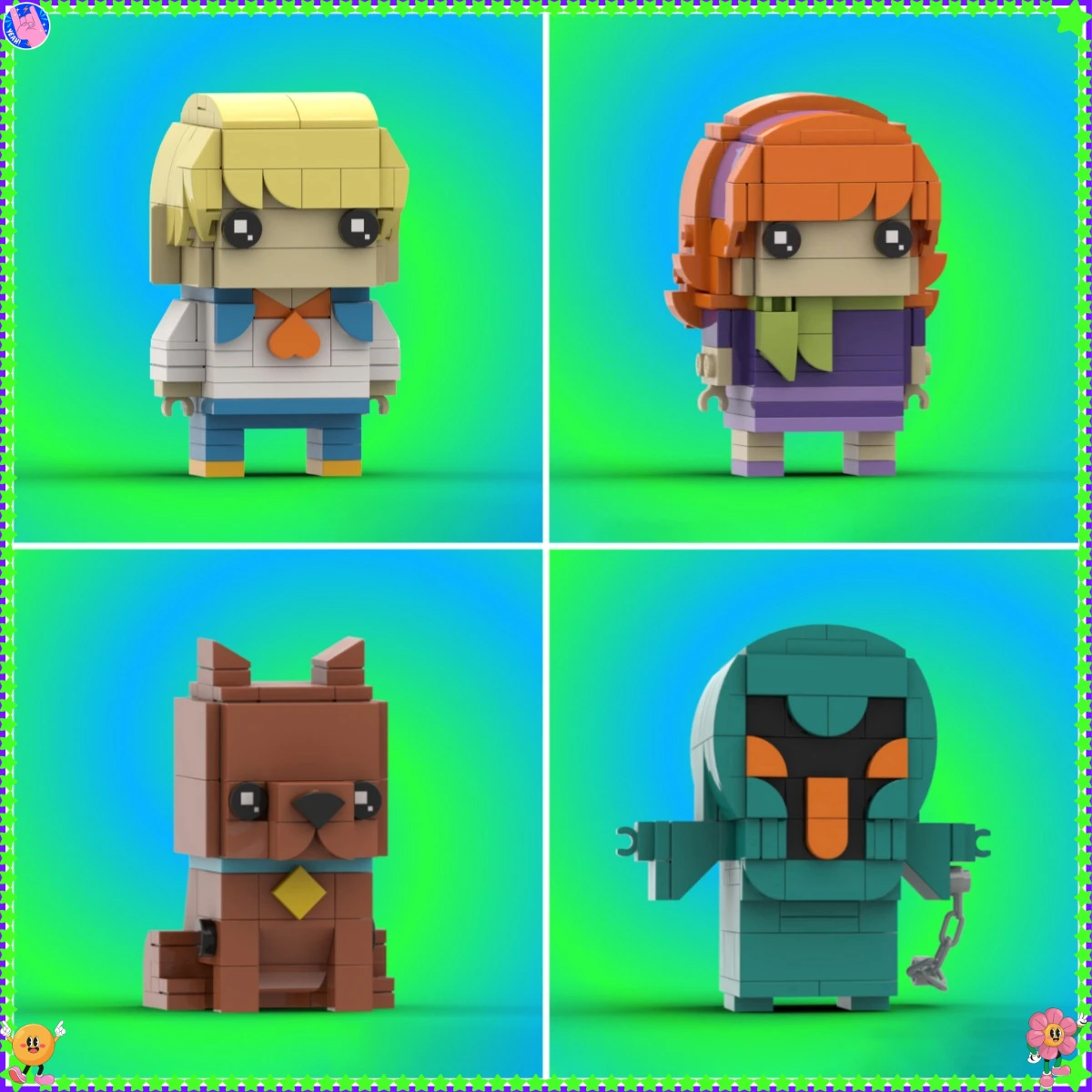 Avventura Anime Cartoon Figure Building Blocks MOC Fantasma Chazy Dog Scoobyed Bricksheadz Modello Bambini Assemblaggio Giocattoli Regalo di compleanno