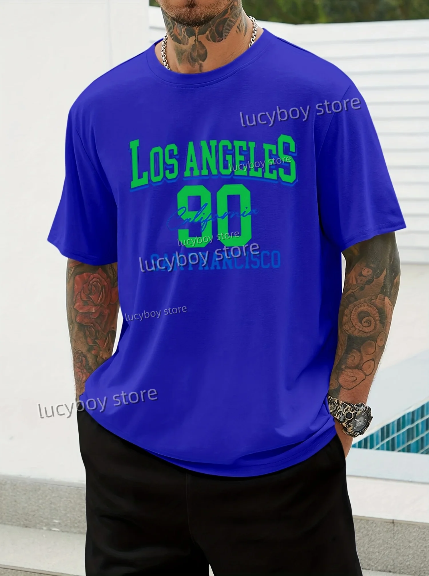 

LOSANGELES 90 Print Men T-Shirt Man Short Sleeves Sportwear PLUS SIZE T-Shirt Vintage lightweight Jersey Tees Men ClothING