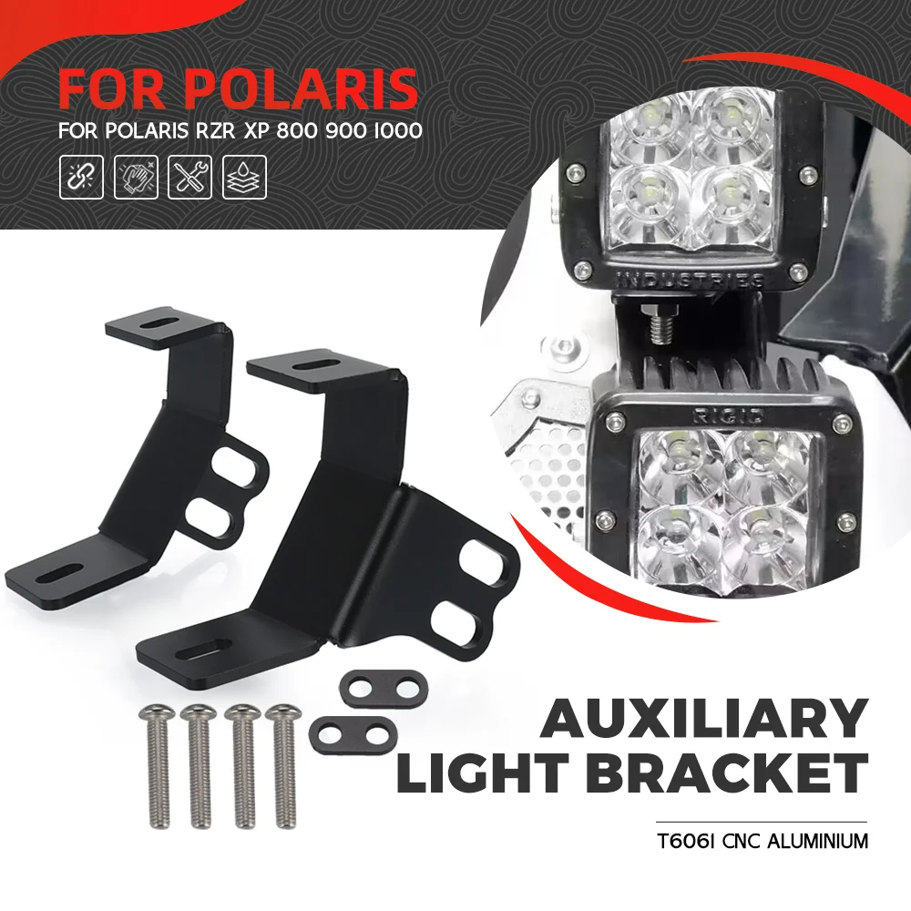 

2024 UTV For Polaris RZR XP 900 800 1000 2008-2023 Windshield Side Pillar Roll Mounting Bracket Led Work Light Fog Lamp Holder