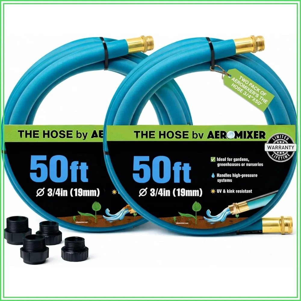 Heavy Duty 3/4 Inch Garden Hose 50 Ft 2 Pack, Flexible Water Hoses for Outdoor Use