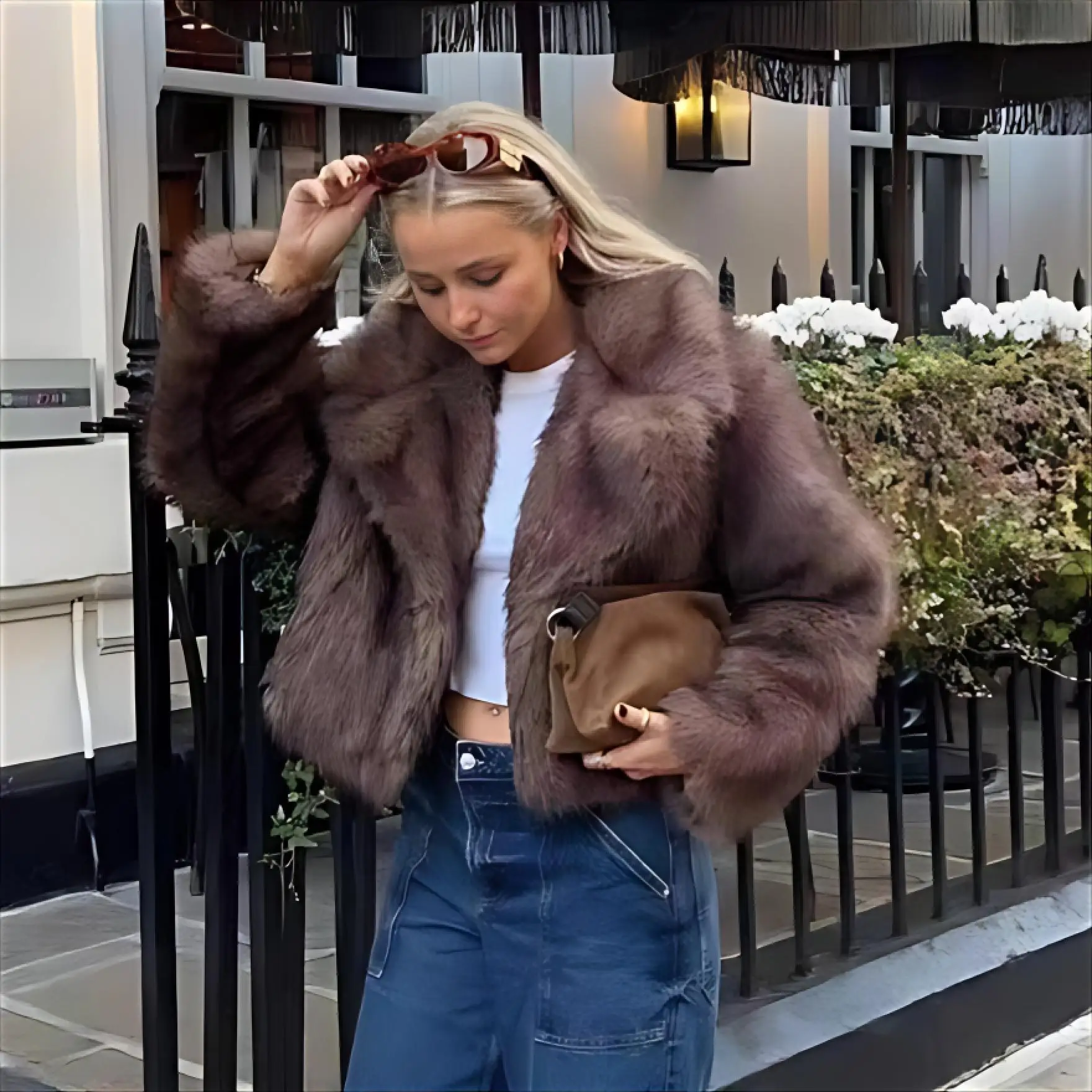 Nepbont gevoerde jas Jassen Damesstrip Oversize buiten Dames Kristal Leer Wol Hoorn Hals Letter Batwing Verstelbaar Suède OL