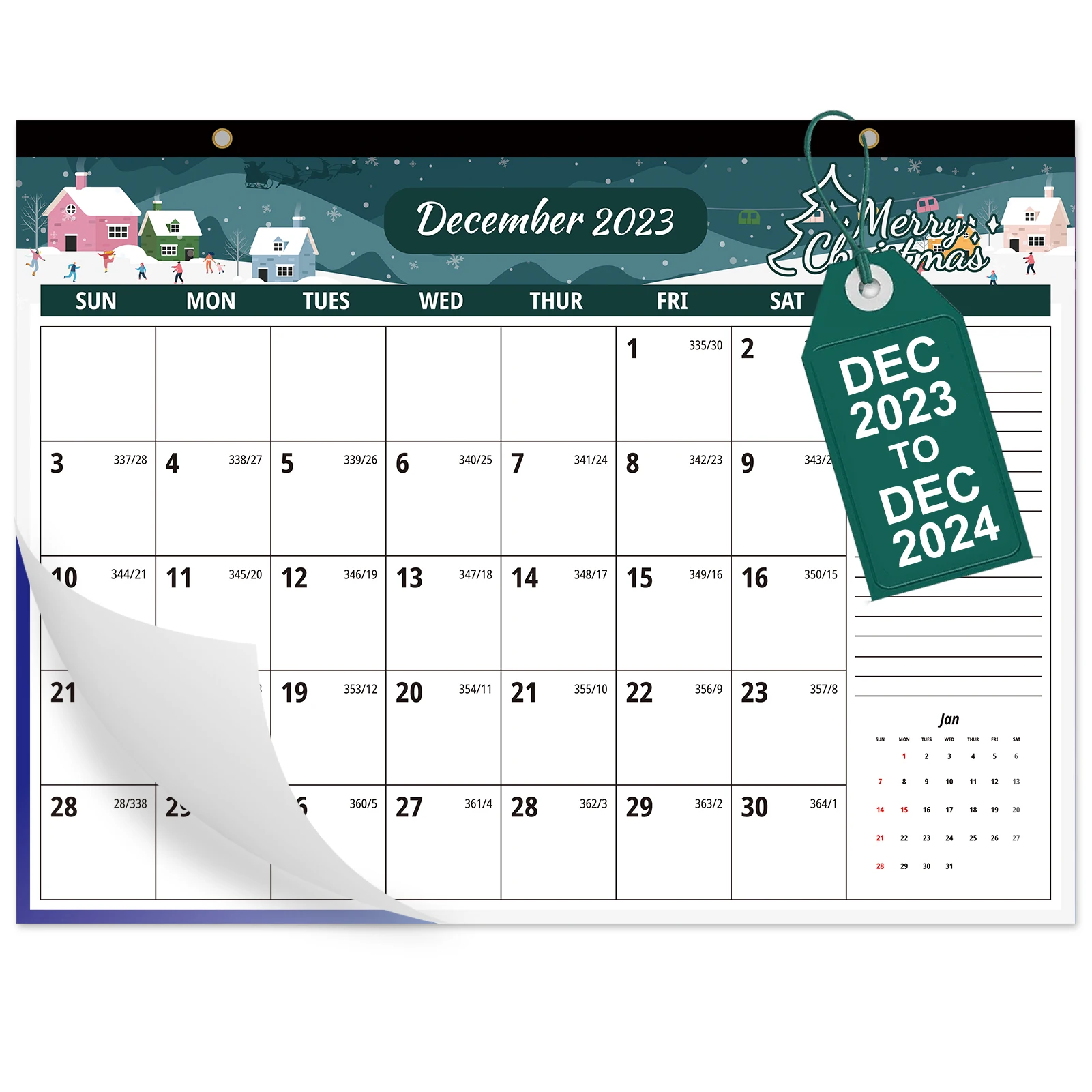 2023 2024 Calendar Annual Yearly Weekly Daily Planner Agenda Schedule Horizontal Calendar For Home Office Work Gift for Birthday