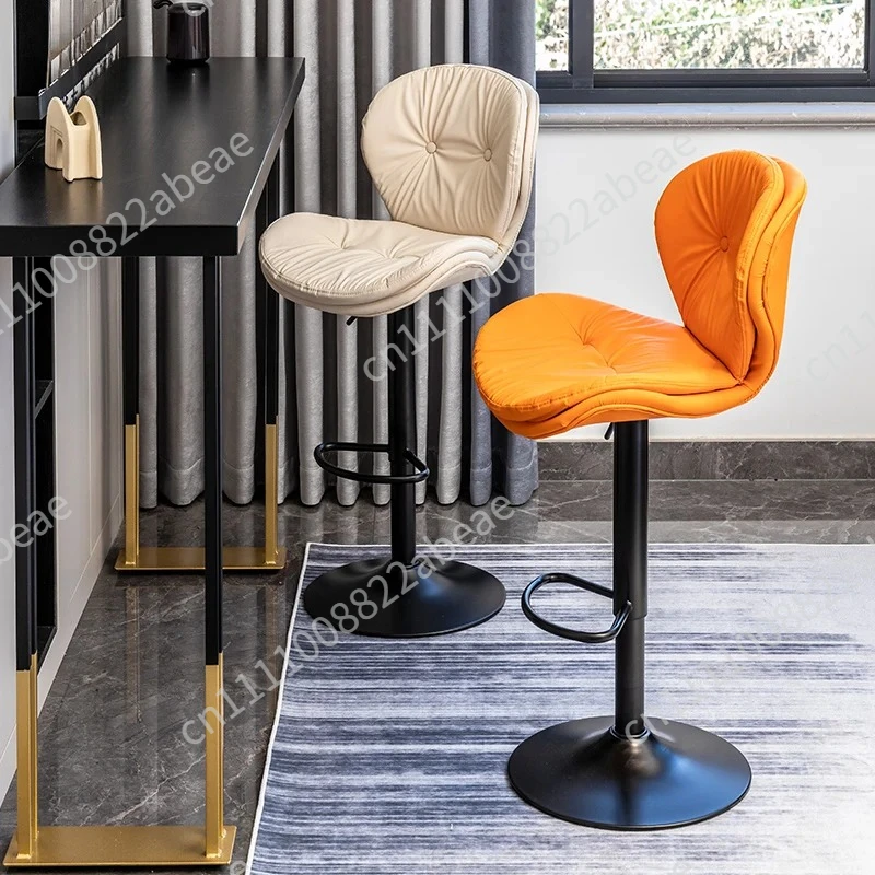 ‌Luxury Adjustable Bar Stool with Backrest, Swivel Kitchen Island Chair, Height Counter Stool for Home & Commercial Use