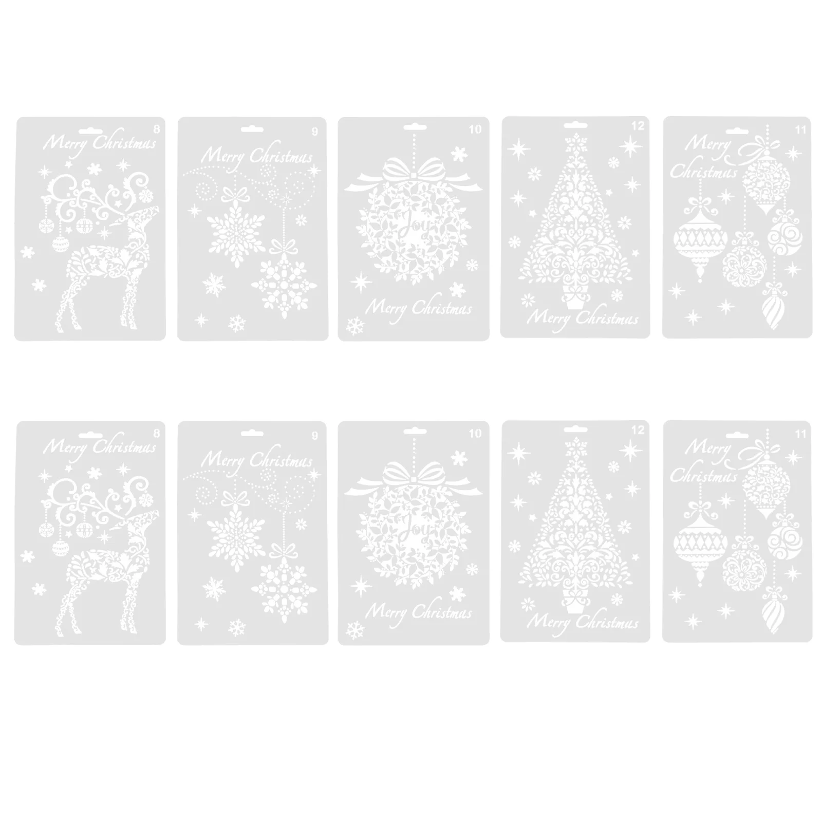 

10Pcs Christmas Painting Templates Plastic Drawing Stencils Washable Reusable Xmas DIY Craft Drawing Templates Kids Art Supplies