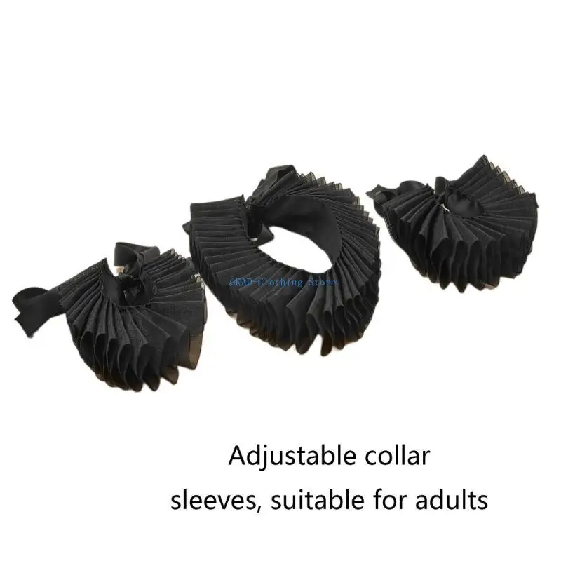 N0PE عصر النهضة الإليزابيثي تكدرت طوق الرقبة مهرج قلادة وشاح والأصفاد المعصم #6