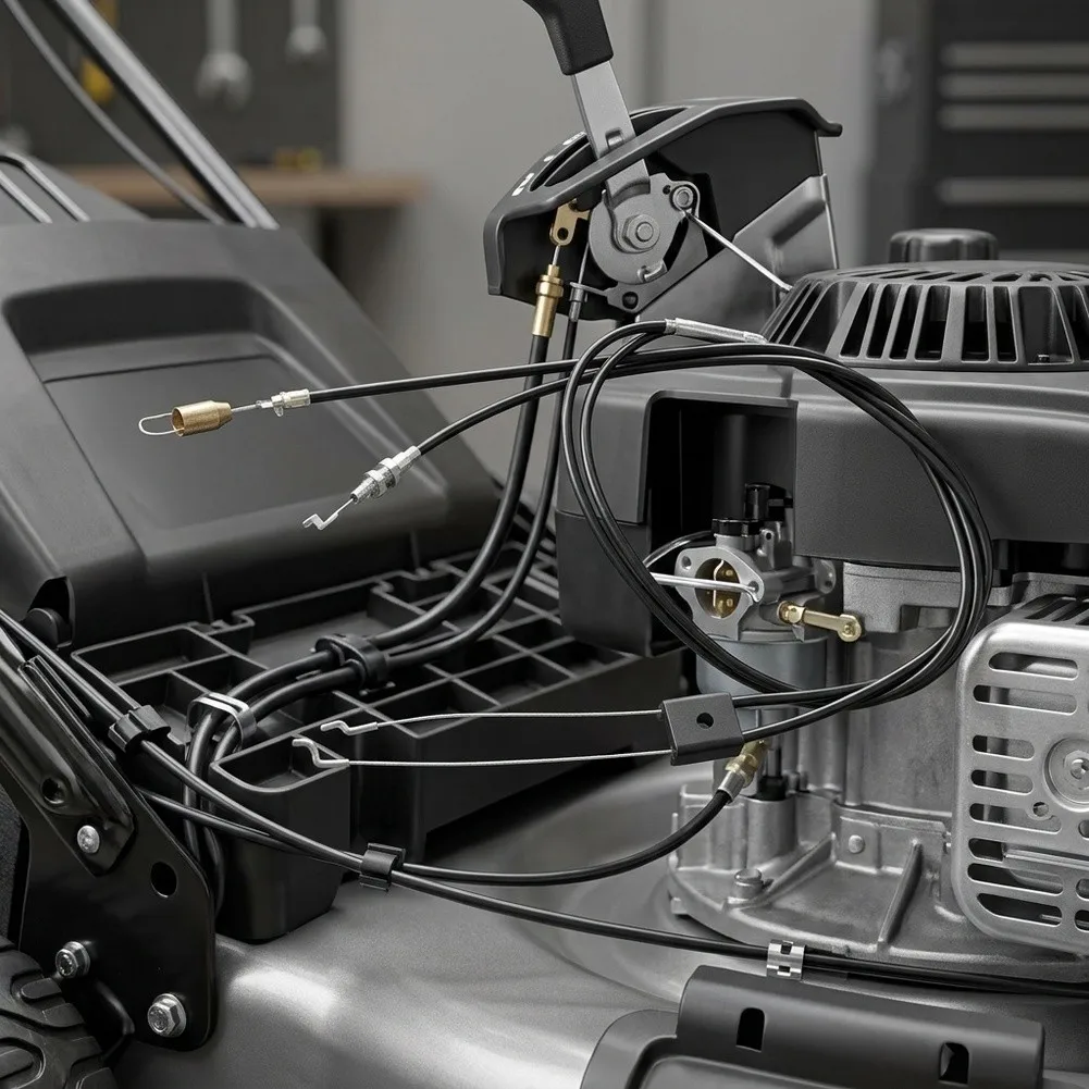 Dual Throttle Cable Unit for Lawn Mowers 1515mm Total Length Compatible with Standard Throttle Linkage Systems