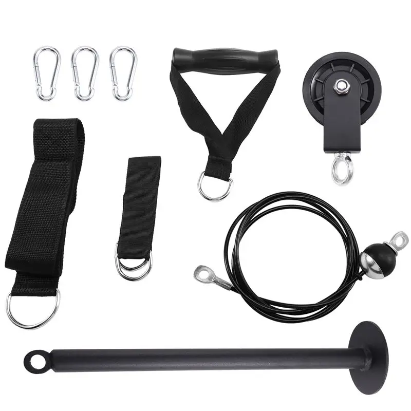 A29Z-DIY Fitness Pulley Cable Set Blaster Trainer Biceps Triceps Strength Trainning Attachment Gym Workout Equipment
