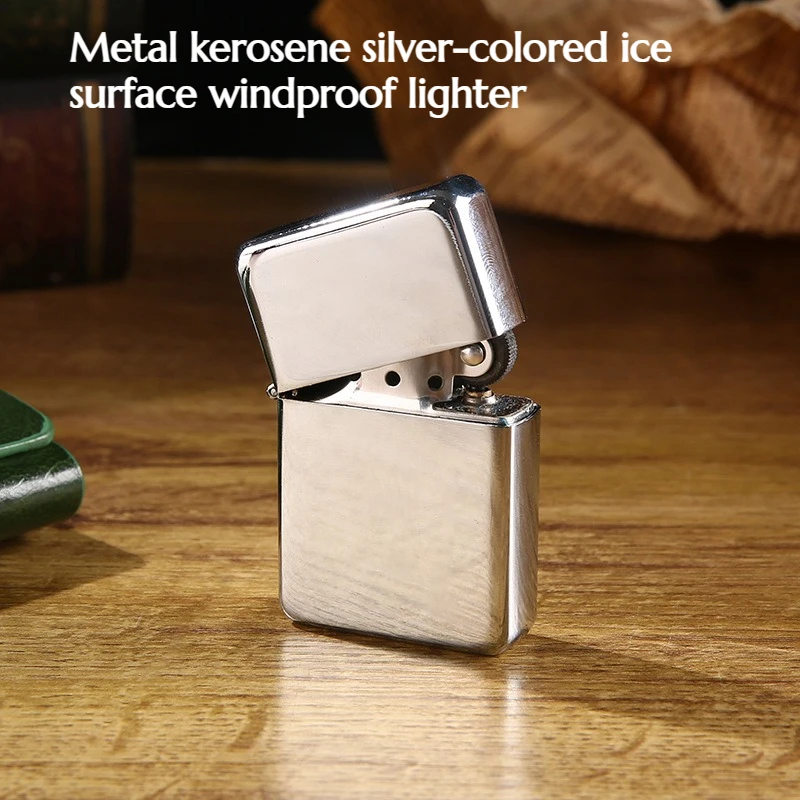 

10 шт. металлических зажигалок серебристого цвета с эффектом ледяной поверхности, ветрозащитные, для мужчин, модный аксессуар для сигарет, подарок