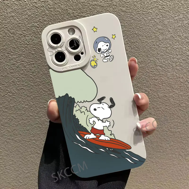 Lovely Cartoon Phone Case For iPhone16 15 14 13 12 11 Pro Max 12 13 Mini X XR XSMAX 7 8 Plus SE20 S-Snoopys Soft Silicone Cover